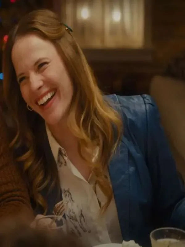 A Cherry Pie Christmas Katie Leclerc Blue Leather Blazer