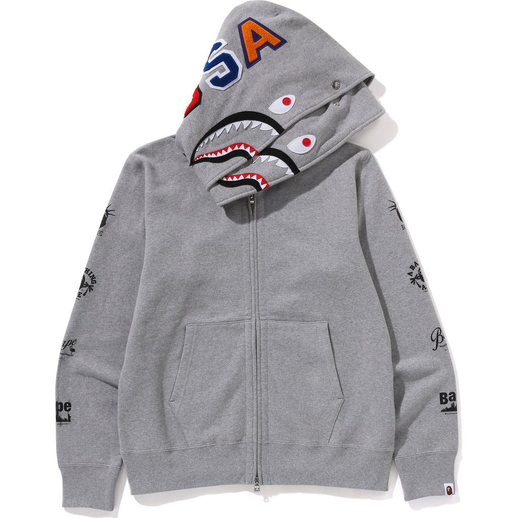 Bape Us Double Shark Full Zip Hoodie Mens - Trendy Layer
