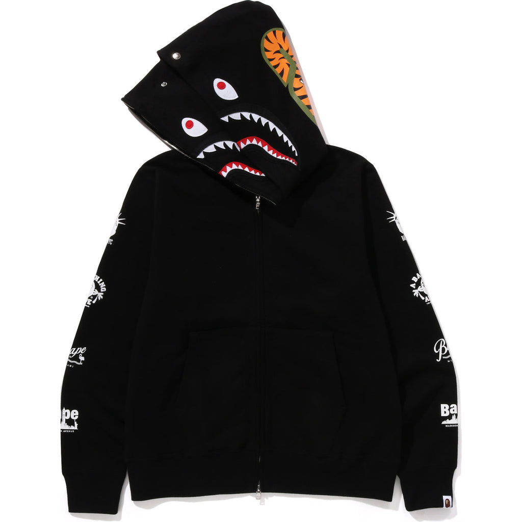 Bape Us Double Shark Full Zip Hoodie Mens - Trendy Layer
