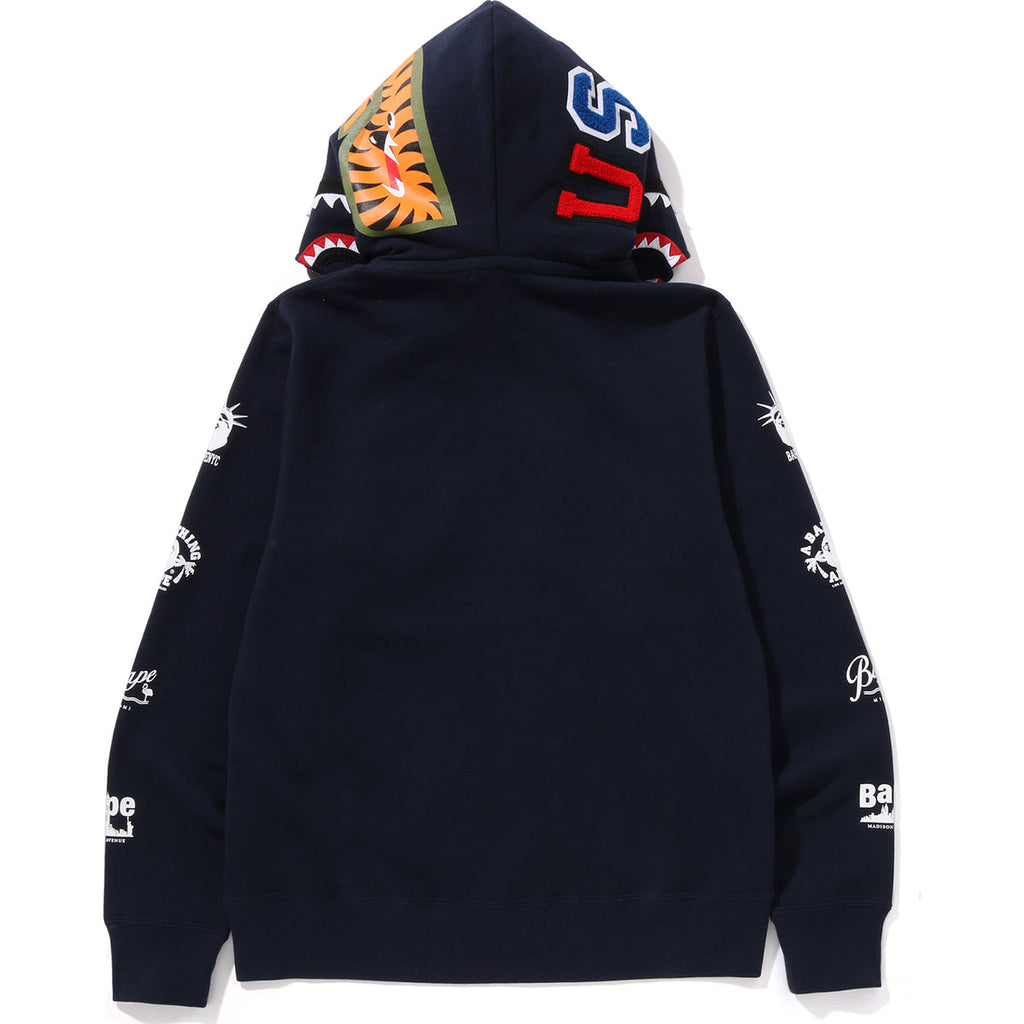 Bape Us Double Shark Full Zip Hoodie Mens - Trendy Layer