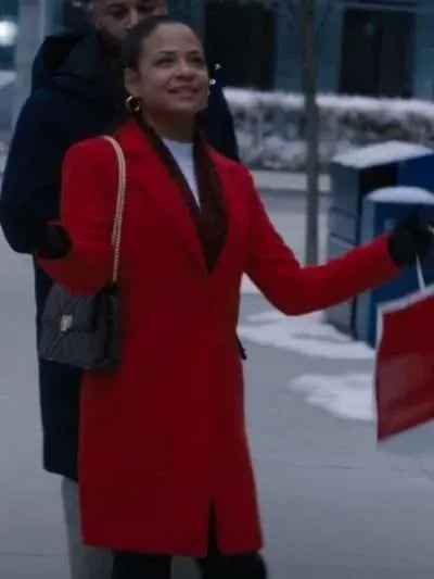 Christina Milian Meet Me Next Christmas 2024 Red Coat