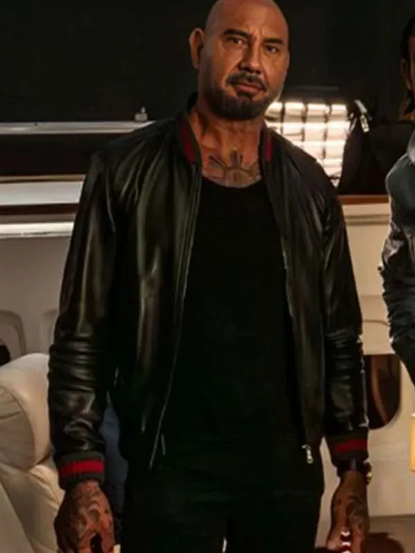 Dave Bautista Jack In Time For Christmas Black Leather Jacket