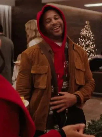 Devale Ellis Meet Me Next Christmas Brown Leather Jacket