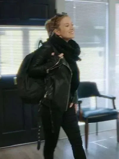 Kabby Borders Christmas in Mistletoe Black Leather Jacket