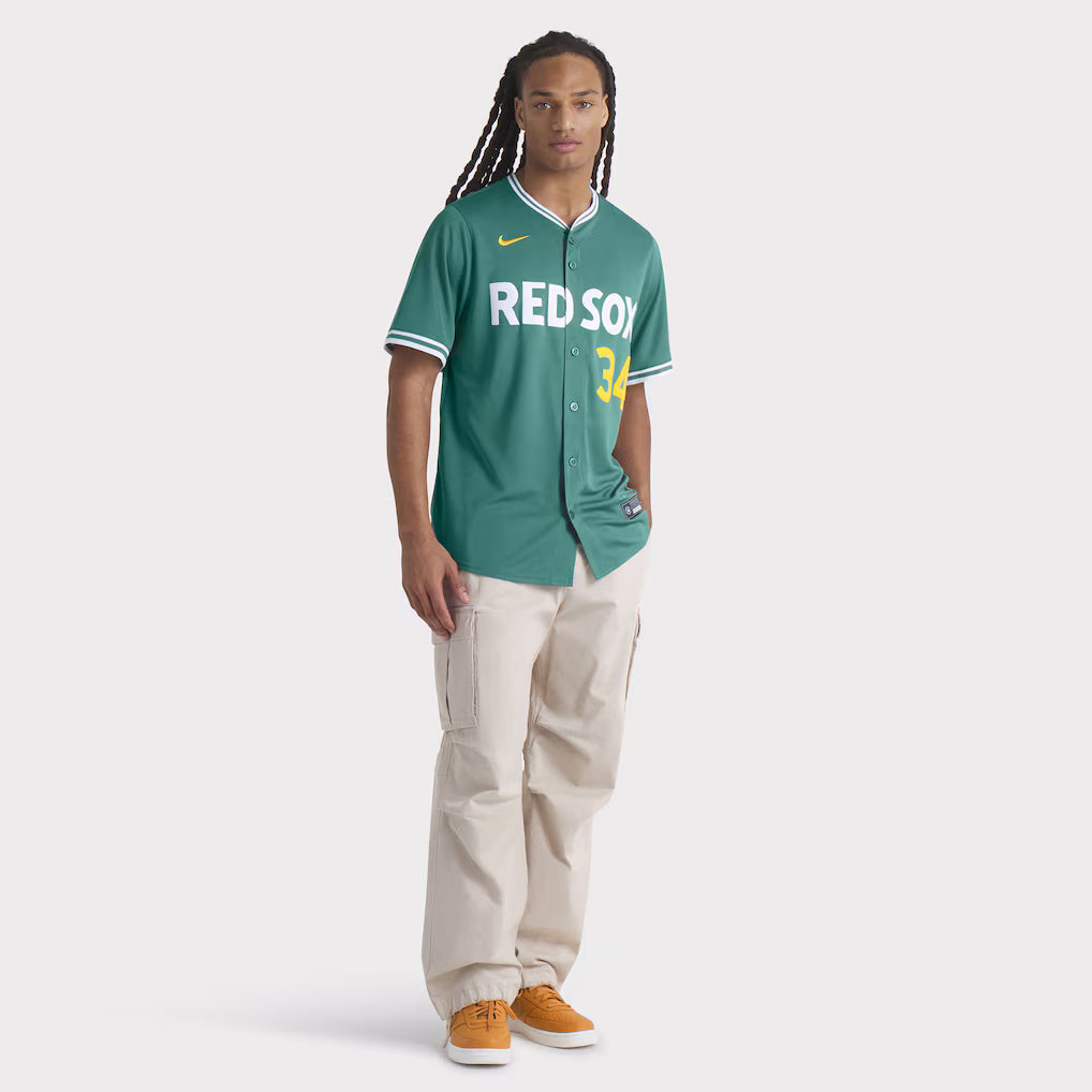 Men’s Boston Red Sox David Ortiz Nike Green 2025 Jersey Clanton Jacket