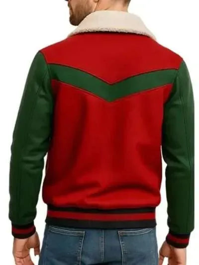 Red and Green Christmas Varsity Jacket