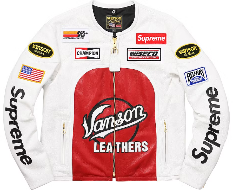 Supreme Vanson White Leather Star Jacket - Trendy Layer
