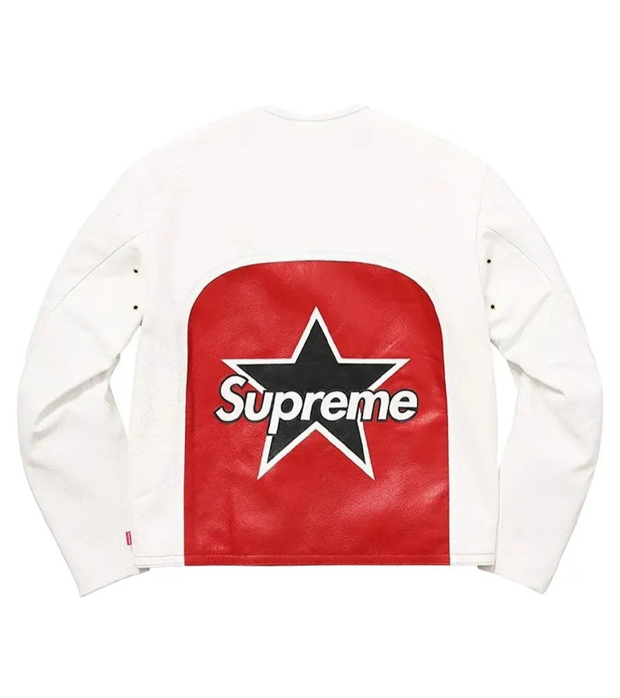 Supreme Vanson White Leather Star Jacket - Trendy Layer