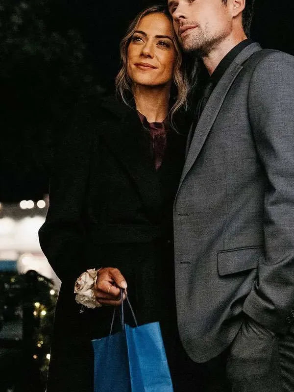 The Christmas Ring 2025 Jana Kramer Black Wool Coat