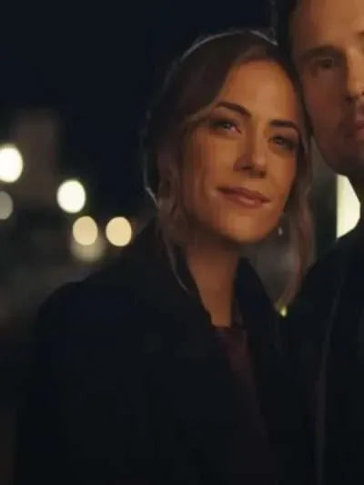 The Christmas Ring 2025 Jana Kramer Black Wool Coat