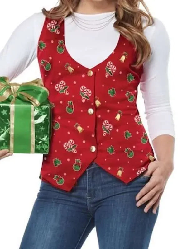Women Red Christmas Holiday Vest