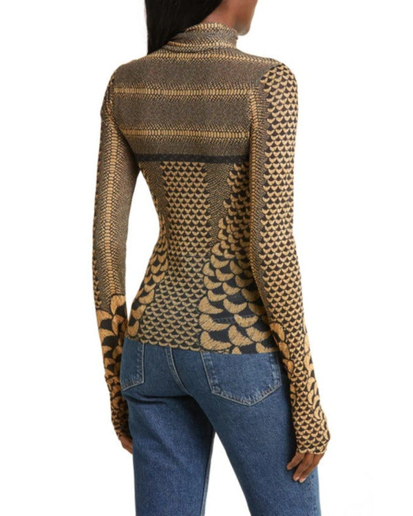 XO Kitty S02 Gia Kim Black & Brown Turtleneck Top